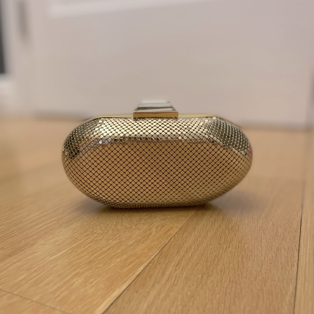 Whiting & Davis Vintage Hard Case Gold Clutch Purse
